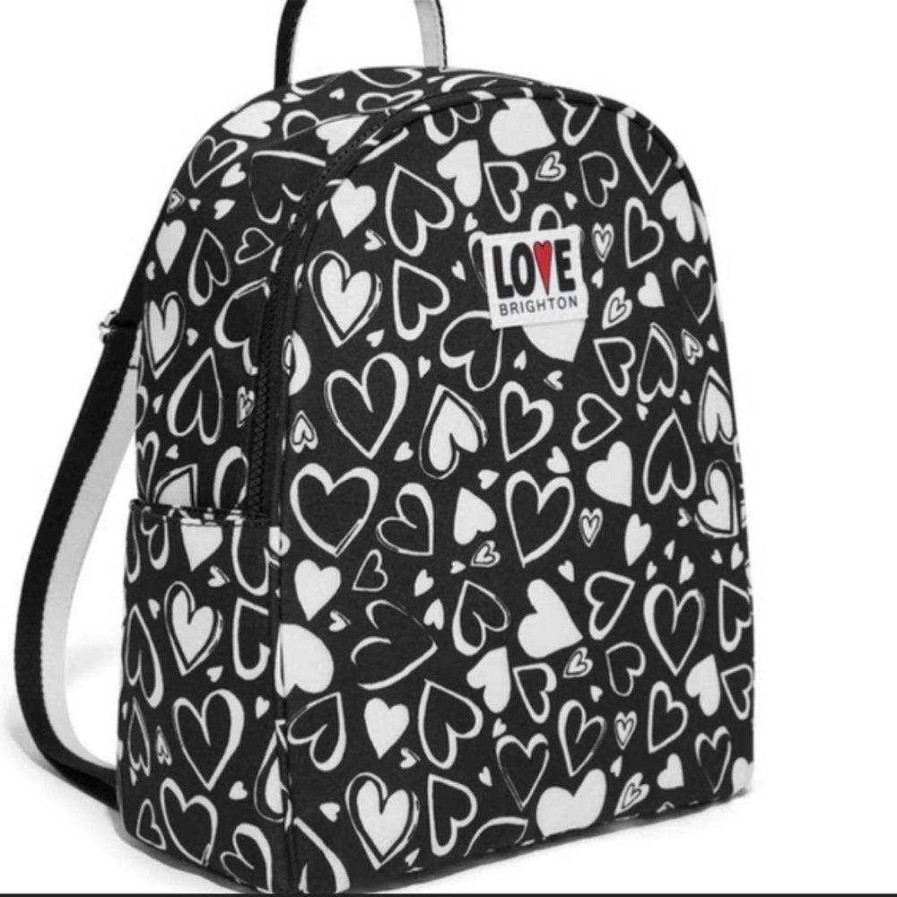 Brighton Women’s Black and White Endless Love Heart Print Backpack OS NWT